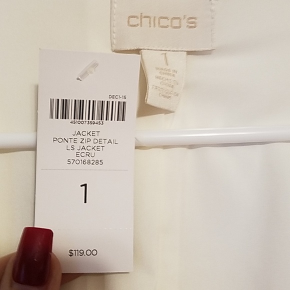 Chico's size 1, cream colored jacket - Picture 2 of 5
